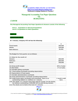 Managerial Accounting Test Paper Questions On BUDGETING E