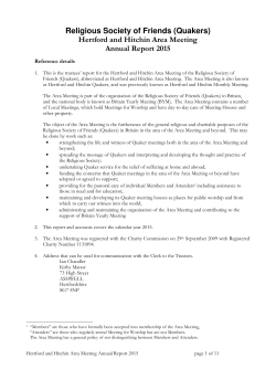 Annual Report 2015 - Hertford and Hitchin Quakers