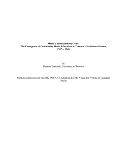 Music`s Social(ization) Goals: The Emergence of