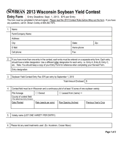 2013 Wisconsin Soybean Yield Contest Entry Form