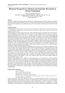 Historical Perspectives to Harlem and Negritude Movements in