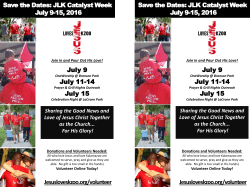 Save the Dates: JLK Catalyst Week July 9
