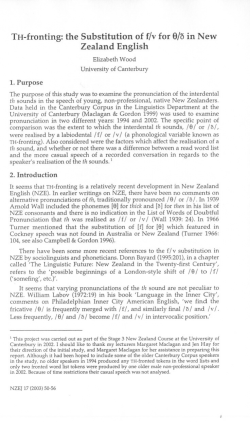 TH-fronting: the Substitution of f/v for 9/0 in New Zealand English
