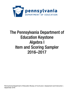 2016 Keystone Item and Scoring Sampler Algebra I