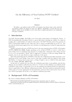 On the E ciency of Non-Uniform PCPP Veri ers&lowast;
