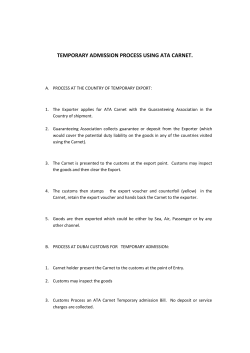 TEMPORARY ADMISSION PROCESS USING ATA CARNET.