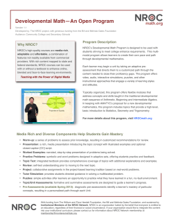 Developmental Math&mdash;An Open Program