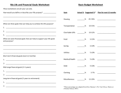 My Life and Financial Goals Worksheet Basic Budget Worksheet