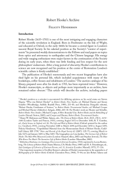 Robert Hooke`s Archive - Bibliographical Society of Australia and