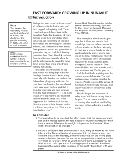 FAST FORWARD: GROWING UP IN NUNAVUT Introduction