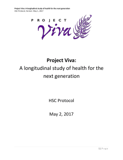 Project Viva Protocol - Harvard Medical School