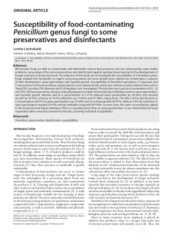 Susceptibility of food-contaminating Penicillium genus fungi to some