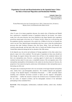 Population Growth and Reurbanization in the Spanish Inner Cities