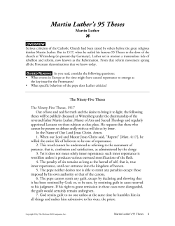 Martin Luther`s 95 Theses