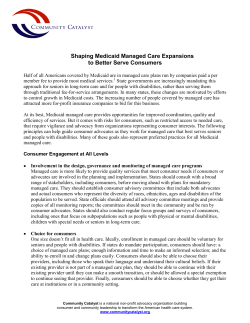Shaping Medicaid Managed Care Expansions to Better Serve
