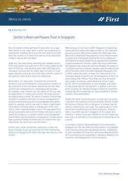 Memo to clients Settlor`s Reserved Powers Trust in Singapore