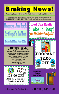 propane $2.00 off - DuFresne`s Auto Service