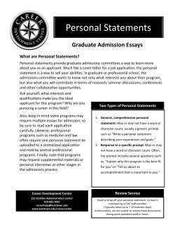 Personal Statements - Kutztown University