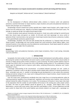 Cyclist kinematics in car impacts reconstructed in