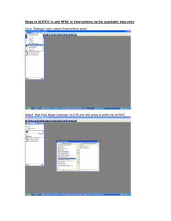 Steps in AORTIC to add HFNC to Interventions list for