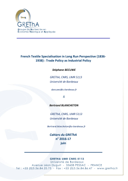 (1836- 1938) : Trade Policy as Industrial Policy Cahiers du GREThA