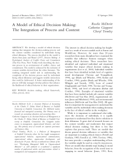 A Model of Ethical Decision Making: The Integration of Process and