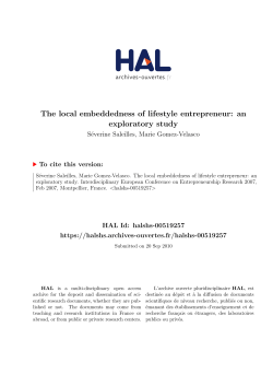 The local embeddedness of lifestyle entrepreneur