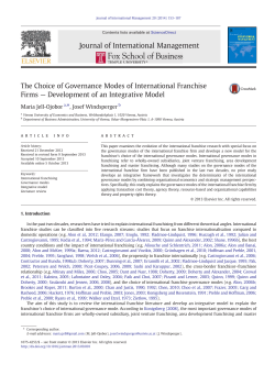 The Choice of Governance Modes of International Franchise Firms