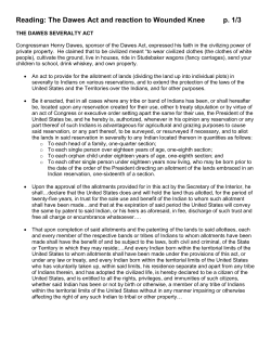 Reading-The Dawes Act and reaction to Wounded Knee