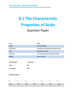 The characteristic properties of acids and bases