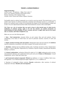 Tutorial 8: Carbonyl Chemistry II