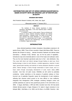 Distribution of Genus Bemisia in Egypt with a key to species