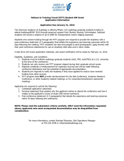 Fellows-in-Training Travel (FITT) Student AN! Grant