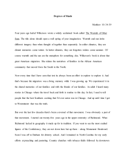 Degrees of Shade Matthew 10: 34