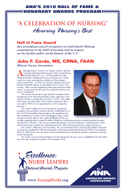 John F. Garde 2010 Inductee - American Nurses Association