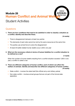Human Conflict and Animal Welfare Student Activities