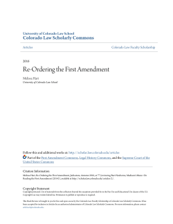 Re-Ordering the First Amendment - Colorado Law Scholarly Commons