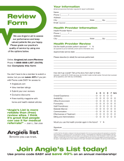 Angie`s List Review Form - Advanced Orthopedic Designs