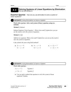 Solving Systems of Linear Equations by Elimination