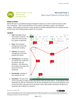 Microsoft Excel 1 Basic-Level Features of Excel 2013