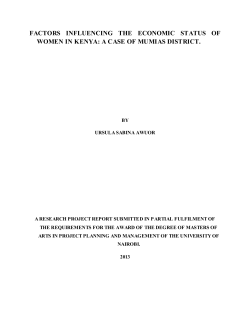 FACTORS INFLUENCING THE ECONOMIC STATUS OF WOMEN