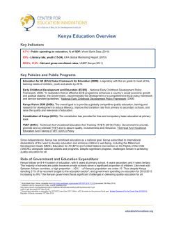 Kenya Education Overview - Center for Education Innovations