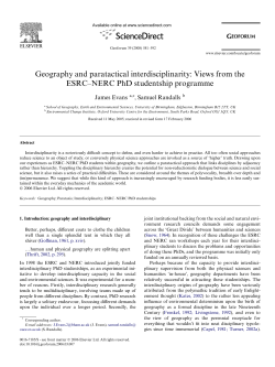 Geography and paratactical interdisciplinarity