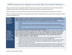 SAUSD Common Core Aligned Curriculum Map: ELA Grade 9