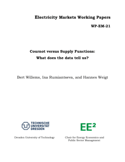 Electricity Markets Working Papers