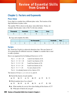 f rom Grade 6 Review of Essential Skills