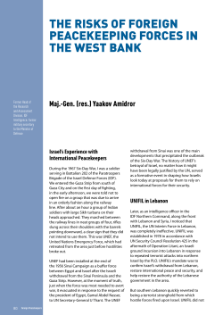 the risks of foreign peacekeeping forces in the west bank