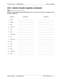 Unit 12 Adjectives: Descriptive, Comparative, and Superlative