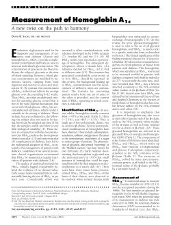 Measurement of Hemoglobin A1c - Diabetes Care