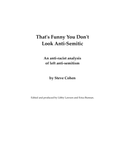 That`s Funny You Don`t Look Anti-Semitic An anti-racist